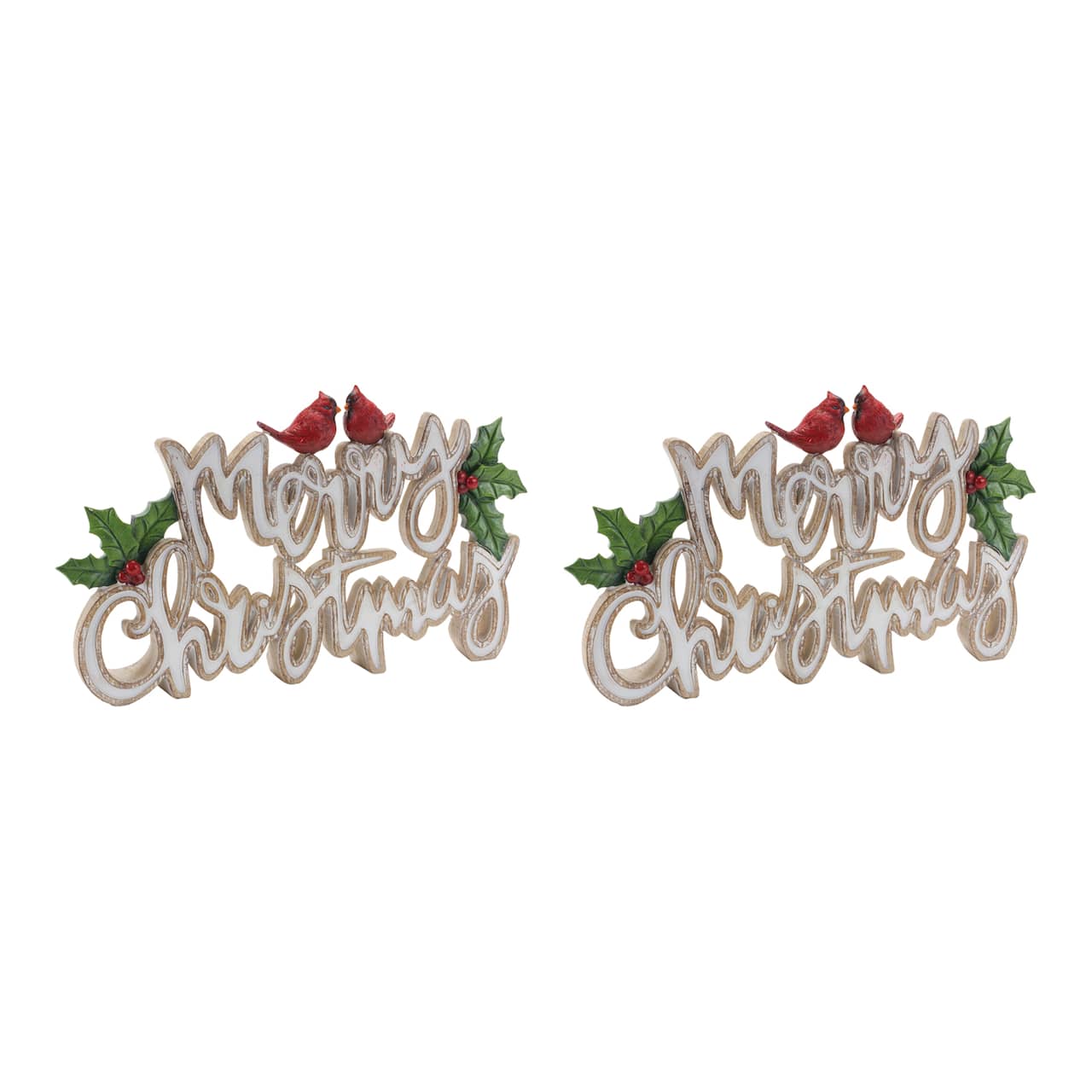 12" Cardinal Merry Christmas Tabletop Décor Set